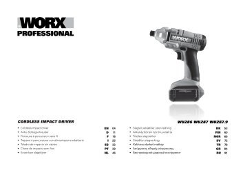 Cordless impaCt driver WU286 WU287 WU287.9 - Worx Power Tools