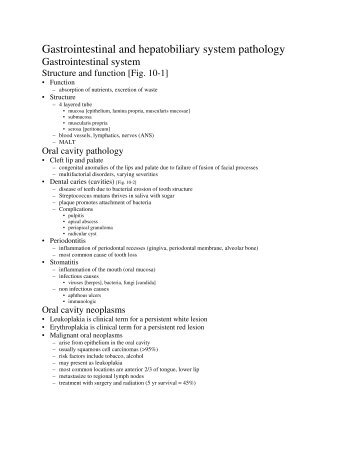Gastrointestinal and hepatobiliary system pathology