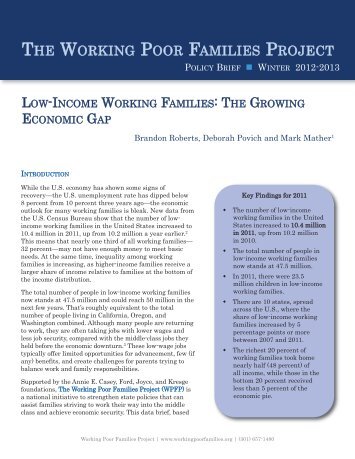 Low-Income Working Families: The Growing Economic Gap