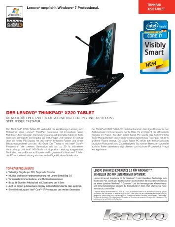 Der Lenovo® ThinkPaD® X220 TabLeT - Lenovo Partner Network