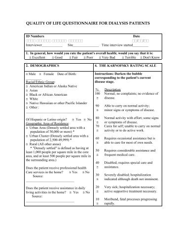 quality of life questionnaire for dialysis patients - Promoting ...