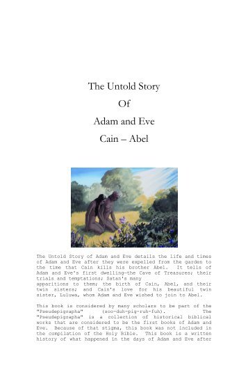 The Untold Story Of Adam and Eve Cain â Abel - Kudzu
