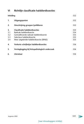 VI Richtlijn classificatie halsklierdissecties - Oncoline