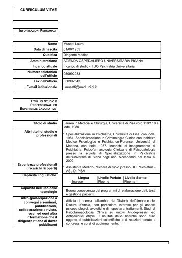 CV - Azienda Ospedaliero-Universitaria Pisana