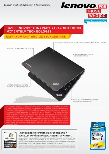daS LenoVo® thinkPad® X121e noteBook mit inteL® technoLogie
