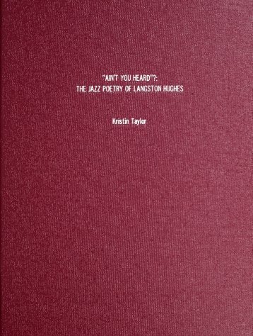 "Ain't You Heard"?: The Jazz Poetry of Langston Hughes