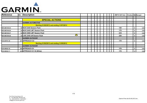 Garmin Price list 03.05.2012 - Passion