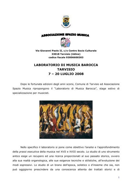 laboratorio di musica barocca tarvisio 7 – 20 luglio 2008