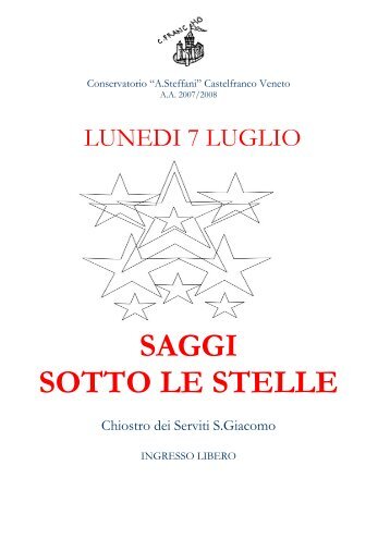SAGGI SOTTO LE STELLE - Conservatorio Steffani