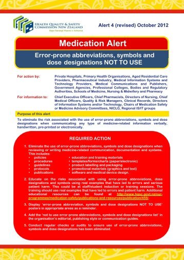 Error-prone abbreviations, symbols and dose ... - Hqsc.govt.nz