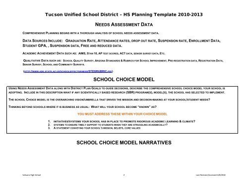 SAHUARO High School Strategic Planning Template