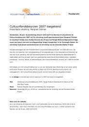 Cultuurfondsbeurzen 2007 toegekend - Prins Bernhard Cultuurfonds