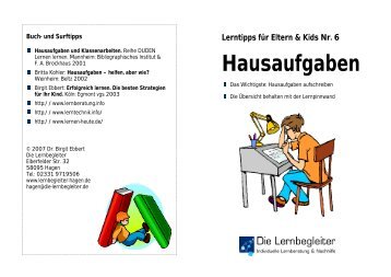 Lerntipps fÃ¼r Eltern & Kids Nr. 6 Hausaufgaben - Die Lernbegleiter