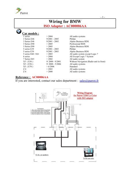 Wiring for BMW ISO Adapter : AC000006AA - Parrot