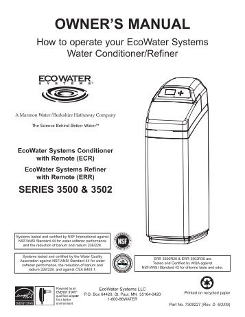 OWNER'S MANUAL - Watermaker