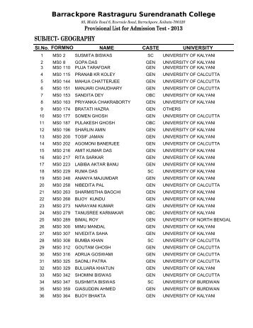 GEOM Provisional List - Barrackpore Rastraguru Surendranath ...