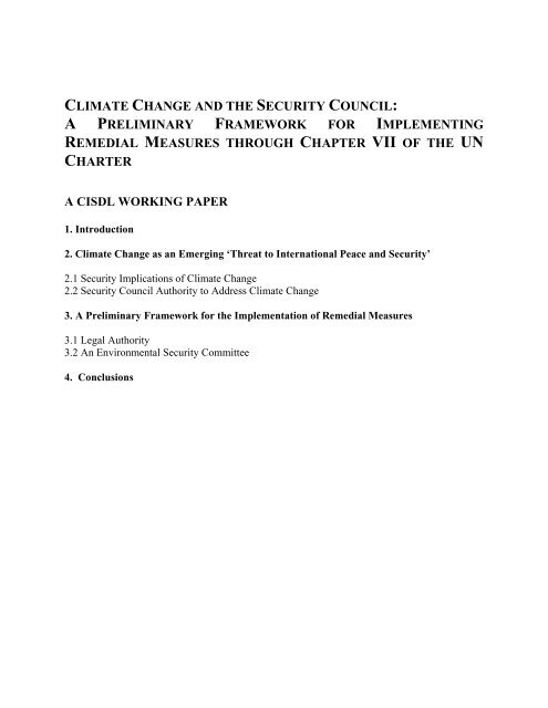 Climate Change and the Security Council - CISDL
