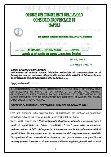 NÂ° 9/2011 - Ordine CDL Napoli