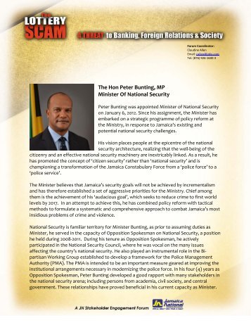 The Hon Peter Bunting, MP Minister Of National ... - Jamaica National