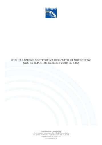 DICHIARAZIONE SOSTITUTIVA DELL'ATTO DI NOTORIETA' (Art ...