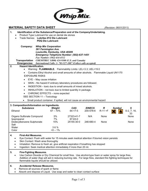 Lubritex MSDS - Whip Mix