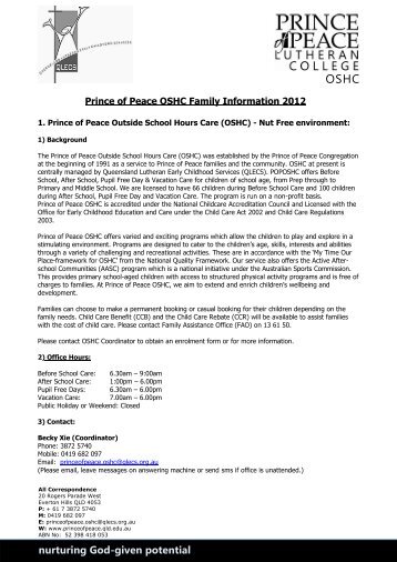 OSHC_Family_Info_11... - Prince of Peace Lutheran College