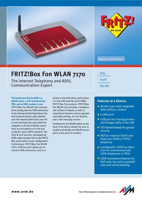 FRITZ!Box Fon WLAN 7170 - Topcom Nederland