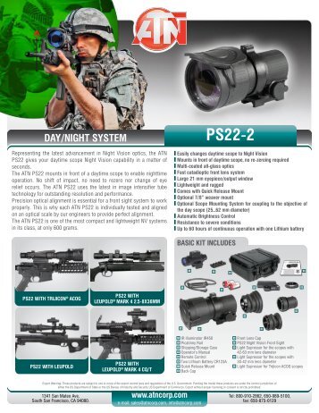 ATN PS22-2 Specification Sheet - Euro Optics Ltd.