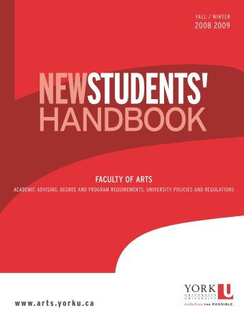2008/2009 New Students' Handbook - Faculty of Liberal Arts ...