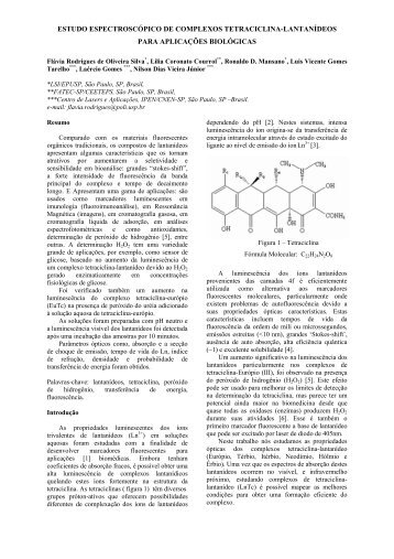 complexos de Lanthanides para aplicaes biomedical - Fatec
