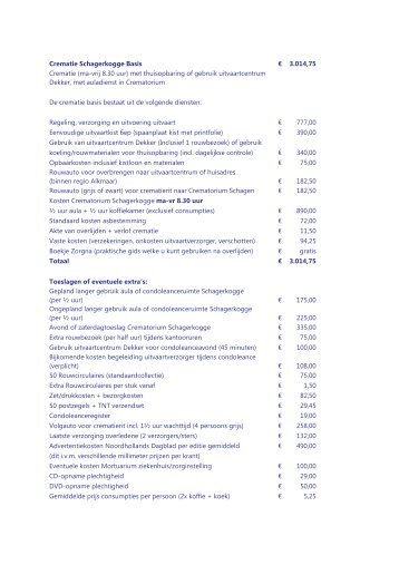 + A Tarieven Crematie Schagerkogge site 2011 - Uitvaartverzorging ...