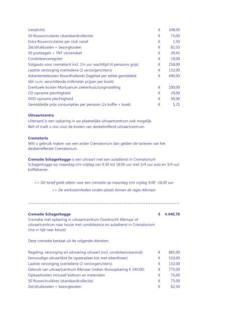 + A Tarieven Crematie Schagerkogge site 2011 - Uitvaartverzorging ...