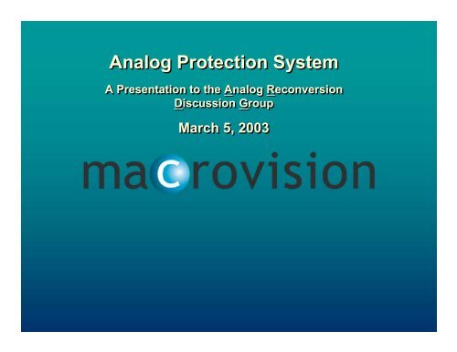 Macrovision Analog Protection System