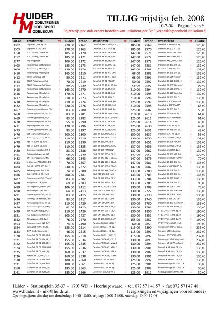 TILLIG prijslijst feb. 2008