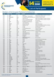 List of Participants - European Parliament of Enterprises