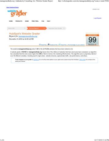 Website Grader Report - Free Management Library