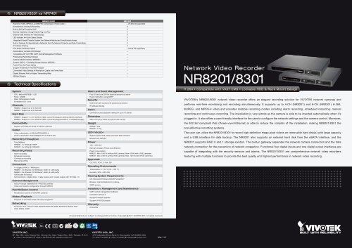 Vivotek NR8201 Network Video Recorders - IPCam
