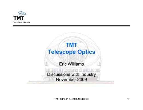 TMT Optics Discussions with Industry - Thirty Meter Telescope