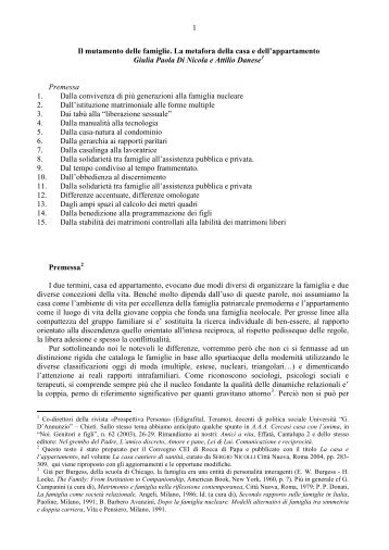Il mutamento delle famiglie. La metafora della casa e dell ...