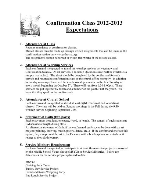 Confirmation Class Expectations