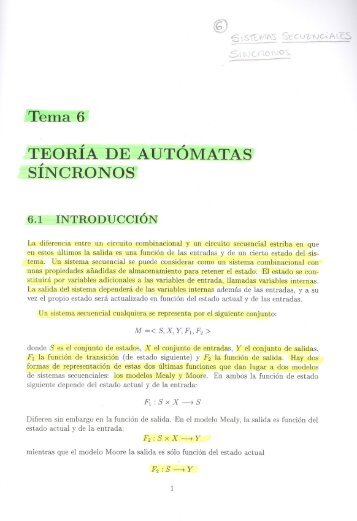 Tema 6 TEORIA DE AUTOMATAS SINCRONOS , - QueGrande