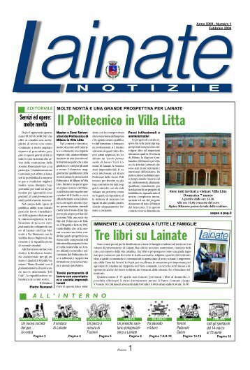 Il Politecnico in Villa Litta Tre libri su Lainate - Comune di Lainate