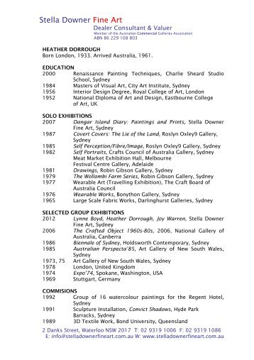 to download Curriculum Vitae as PDF - Stella Downer Fine Art