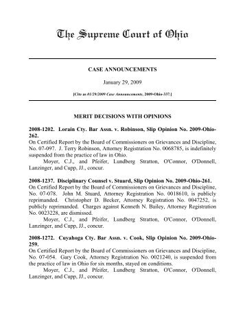 01/29/2009 Case Announcements - Supreme Court