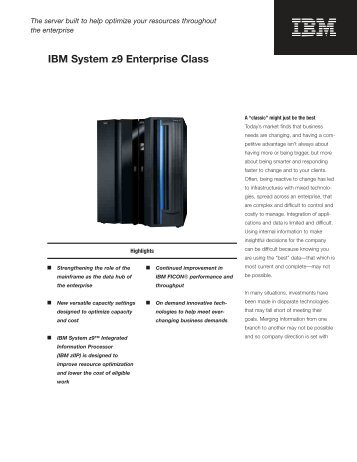 IBM z9 Enterprise Class Datasheet - Epoka Group