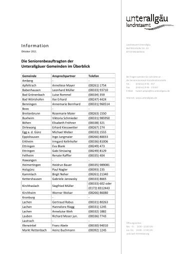 Ãbersicht Seniorenbeauftragte - Landratsamt UnterallgÃ¤u