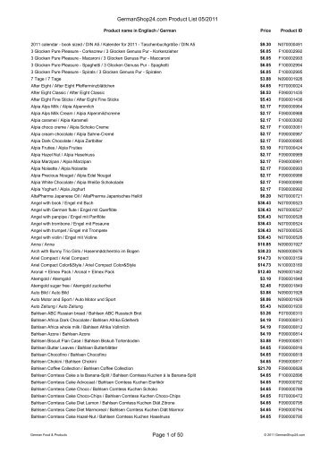 GermanShop24.com Product List 05/2011 Page 1 of 50