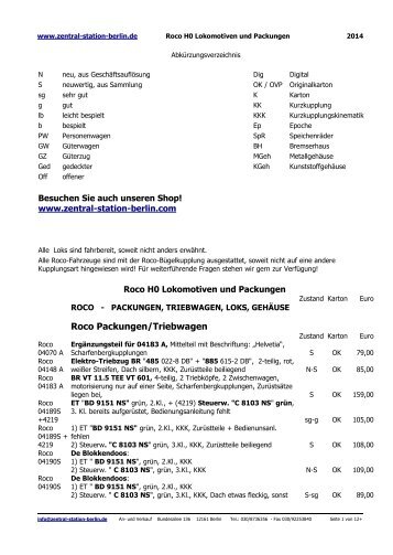 Roco H0 Lokomotiven und Packungen - Zentral-Station-Berlin