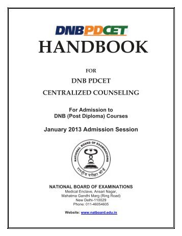 the Handbook of DNB PDCET Centralized Merit Based Counseling