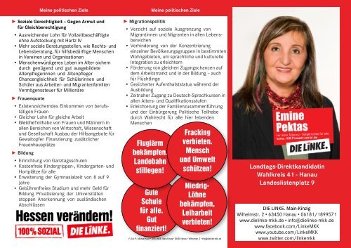 Kandidatenflyer Emine Pektas - DIE LINKE. Main-Kinzig
